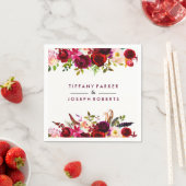 Serviette En Papier Jardin rouge de Bourgogne Mariage floral (En situation)
