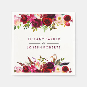 Serviette En Papier Jardin rouge de Bourgogne Mariage floral