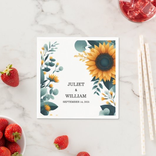 Serviette En Papier Jardin rustique plante verdure tournesol Mariage (En situation)