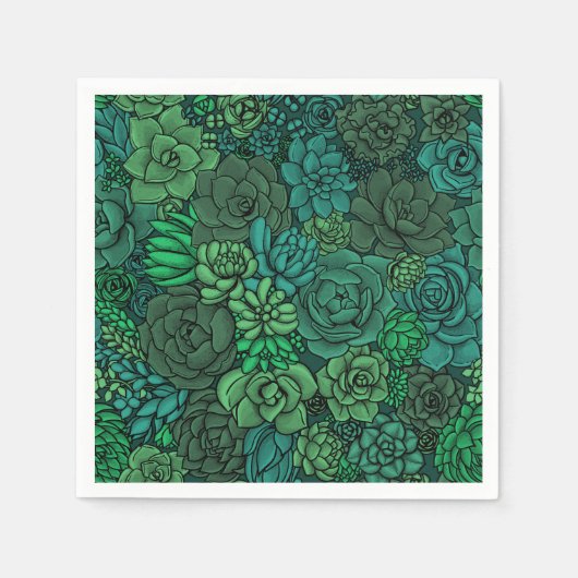 Serviette En Papier Jardin succulent en vert (Devant)
