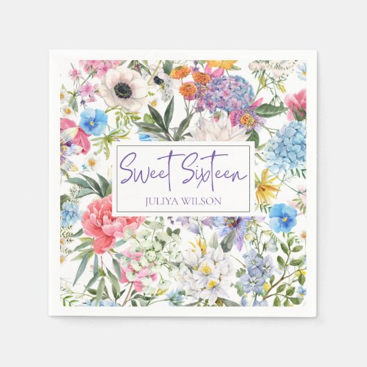 Serviette En Papier Jardin sweet sixteen (Devant)