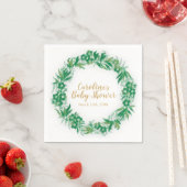 Serviette En Papier Jardin Verdure Baby shower Napkin vert et or (En situation)