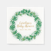 Serviette En Papier Jardin Verdure Baby shower Napkin vert et or (Devant)
