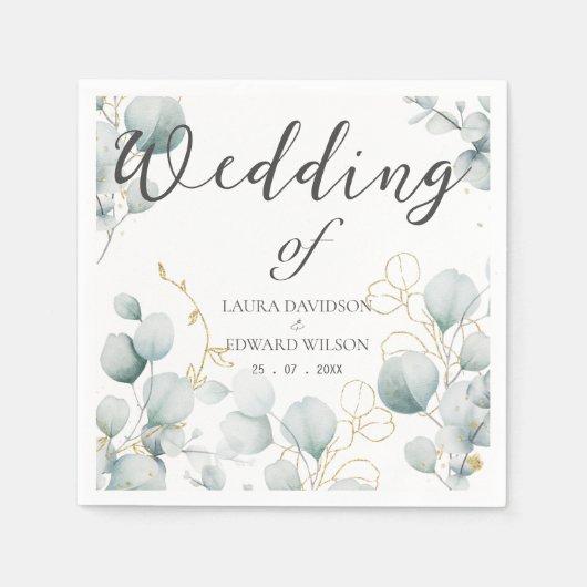 Serviette En Papier Jardin vert à fleurs d'eucalyptus (Devant)