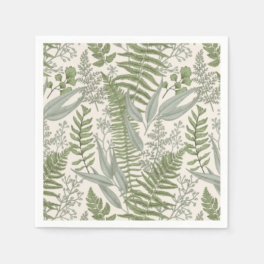 Serviette En Papier Jardin vert fleuri (Devant)