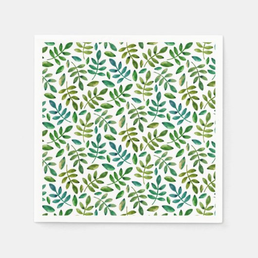Serviette En Papier Jardin vert motif feuille. Aquarelle botanique (Devant)