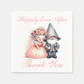 Serviette En Papier Jardin Whimsical Gnome Orange Merci Mariage (Devant)