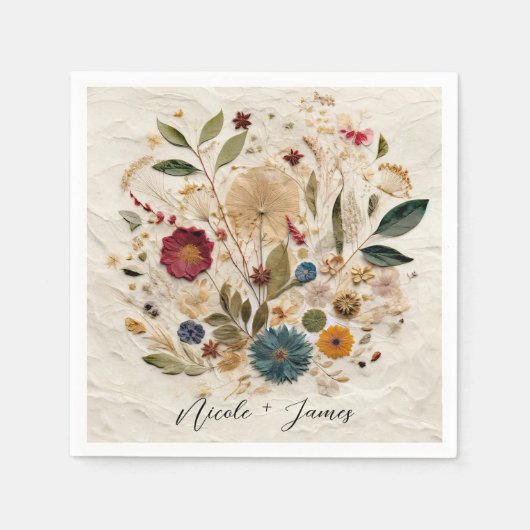 Serviette En Papier Jardin Whimsical Pressé Fleurs Mariage bohème (Devant)