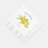 Serviette En Papier Jaune aquarelle cactus fleurs mariage floral (Coin)