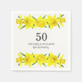 Serviette En Papier Jaune Aquarelle Daffodiles 50e fête d'anniversaire (Devant)
