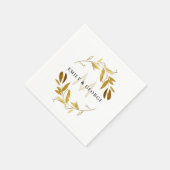 SERVIETTE EN PAPIER JAUNE AUTOMNE OR FOLIAGE WREATH MONOGRAM MARIAGE (Coin)