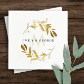 SERVIETTE EN PAPIER JAUNE AUTOMNE OR FOLIAGE WREATH MONOGRAM MARIAGE
