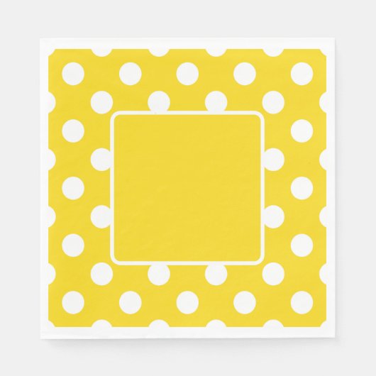Serviette En Papier Jaune avec des pois blancs (Devant)