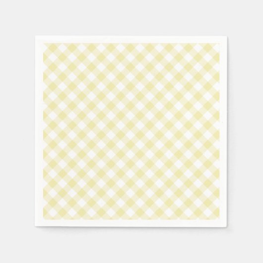 Serviette En Papier Jaune beurre Gingham Rétro (Devant)