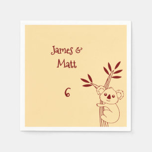 Serviette En Papier Jaune Beurre & Rouge Animaux Australiens Anniversa
