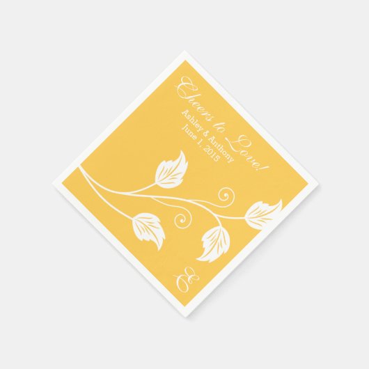 Serviette En Papier Jaune blanc encourage à aimer Mariage personnalisé (Coin)