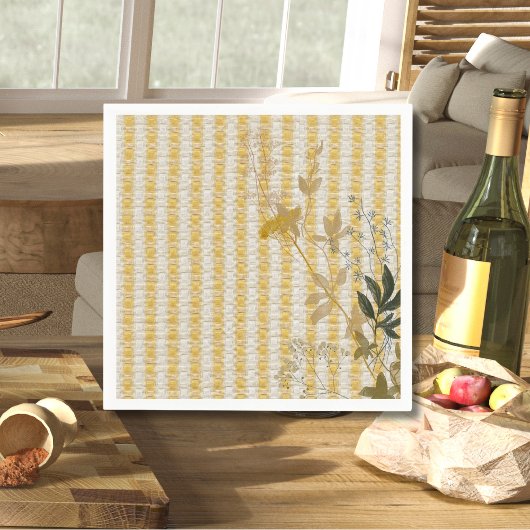 Serviette En Papier Jaune Blanc Fruit En vichy Plaid Farmhouse