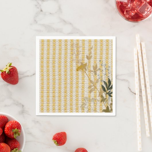 Serviette En Papier Jaune Blanc Fruit En vichy Plaid Farmhouse (En situation)