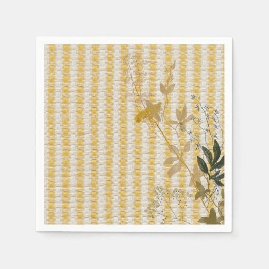 Serviette En Papier Jaune Blanc Fruit En vichy Plaid Farmhouse (Devant)