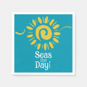 Serviette En Papier Jaune Bleu Jaune Plage Blanc Jaune Jour Cocktail (Devant)