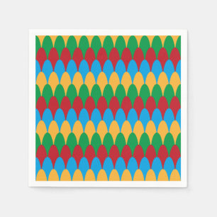 Serviette En Papier Jaune Bleu Vert & Rouge Géométrique Coquilles