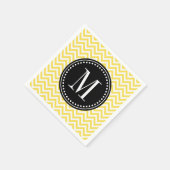 Serviette En Papier Jaune Chevron Zigzag Personnalisé Monogramme (Coin)