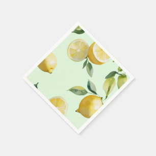 Serviette En Papier Jaune citron jaune à script de mariée