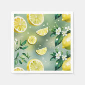 Serviette En Papier Jaune citron jaune à script de mariée (Devant)