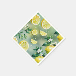 Serviette En Papier Jaune citron jaune à script de mariée