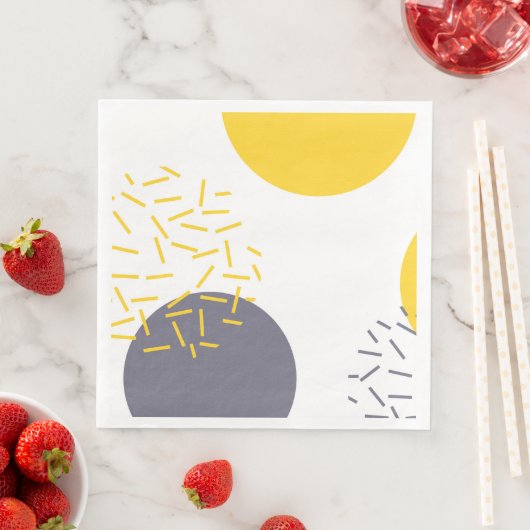 Serviette En Papier Jaune, cool, moderne, art géométrique tendance (En situation)