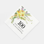 Serviette En Papier Jaune Daffodil Blanc 100e fête d'anniversaire (Coin)