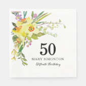 Serviette En Papier Jaune Daffodil Blanc 50e fête d'anniversaire (Devant)