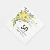 Serviette En Papier Jaune Daffodil Blanc 50e fête d'anniversaire (Coin)