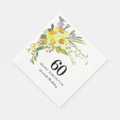 Serviette En Papier Jaune Daffodil Blanc 60e fête d'anniversaire (Coin)