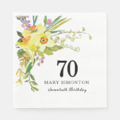 Serviette En Papier Jaune Daffodil Blanc 70e fête d'anniversaire (Devant)