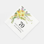 Serviette En Papier Jaune Daffodil Blanc 70e fête d'anniversaire (Coin)