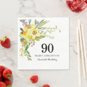 Serviette En Papier Jaune Daffodile Blanc 90e Anniversaire (En situation)