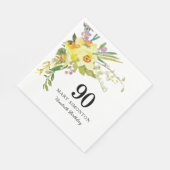 Serviette En Papier Jaune Daffodile Blanc 90e Anniversaire (Coin)