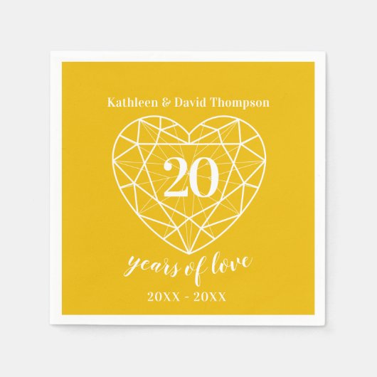 Serviette En Papier Jaune diamant anniversaire 20 ans amour serviettes (Devant)