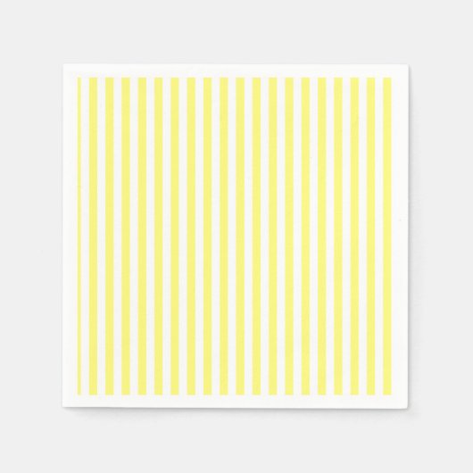 Serviette En Papier Jaune et blanc rayé personnalisé (Devant)