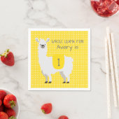 Serviette En Papier Jaune et ivoire Cute Llama Baby 1er Anniversaire (En situation)