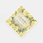 Serviette En Papier Jaune Floral Rose Parties scintillant or Anniversa (Coin)