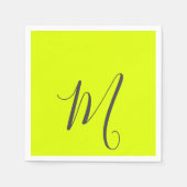 Serviette En Papier jaune fluorescent - monogramme chic (Devant)