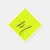 Serviette En Papier jaune fluorescent - monogramme chic (Coin)