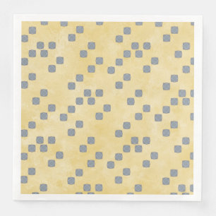 Serviette En Papier Jaune, gris bleu Motif Pois contemporain