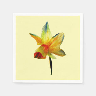 Serviette En Papier Jaune jonquille fleurie art maison