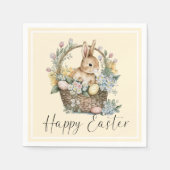 Serviette En Papier Jaune Joyeux Lapin De Pâques (Devant)