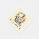 Serviette En Papier Jaune Joyeux Lapin De Pâques (Coin)