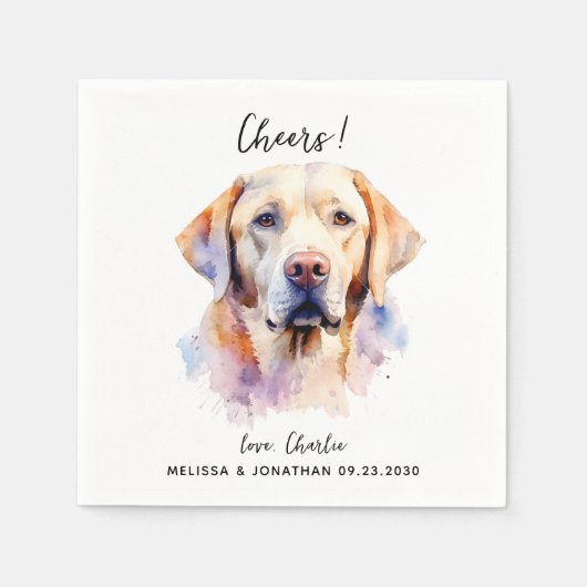Serviette En Papier Jaune Labrador Retriever Pet Dog Mariage Cocktail (Devant)