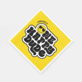 Serviette En Papier Jaune Noir Rétro One Happy Dude 1er Anniversaire (Coin)